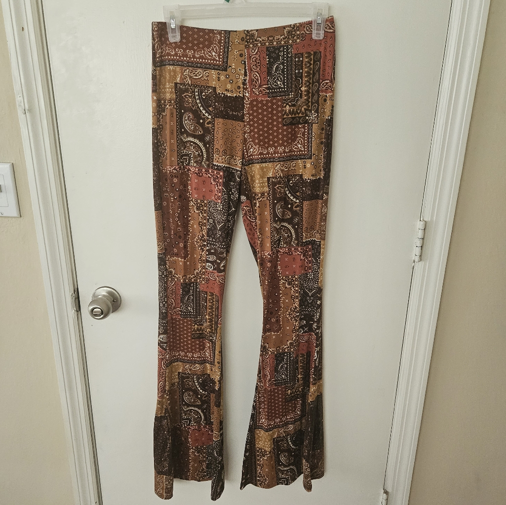 Patchwork Flare Leg Pants